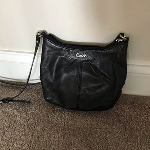 Coach black leather crossbody bag